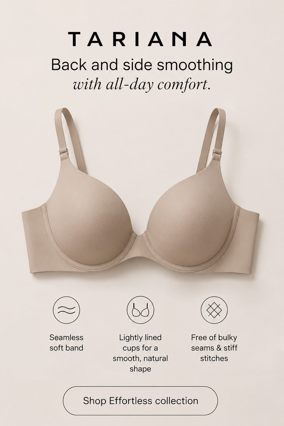 Effortless T-shirt bra for a smooth back - Nude