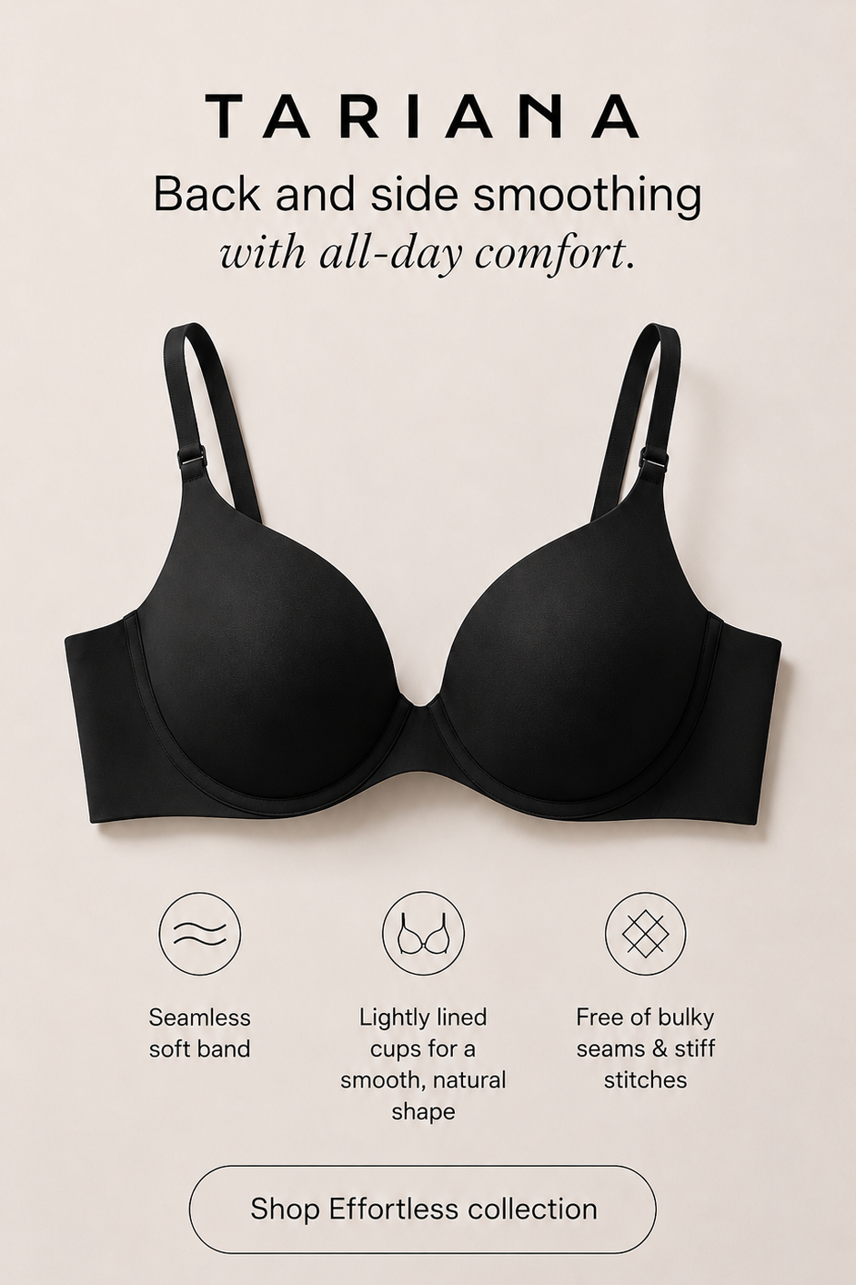 Effortless T-shirt bra for a smooth back - Black